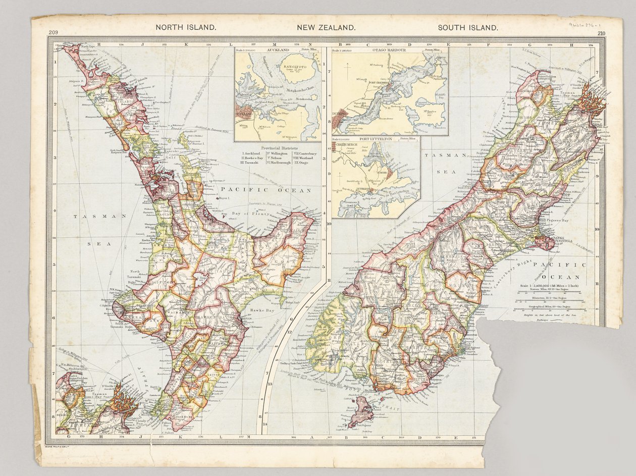 Two Maps of Taranaki, New Zealand Showing Middlesex Regiment Operations During the Maori War, 1860-72 by English School