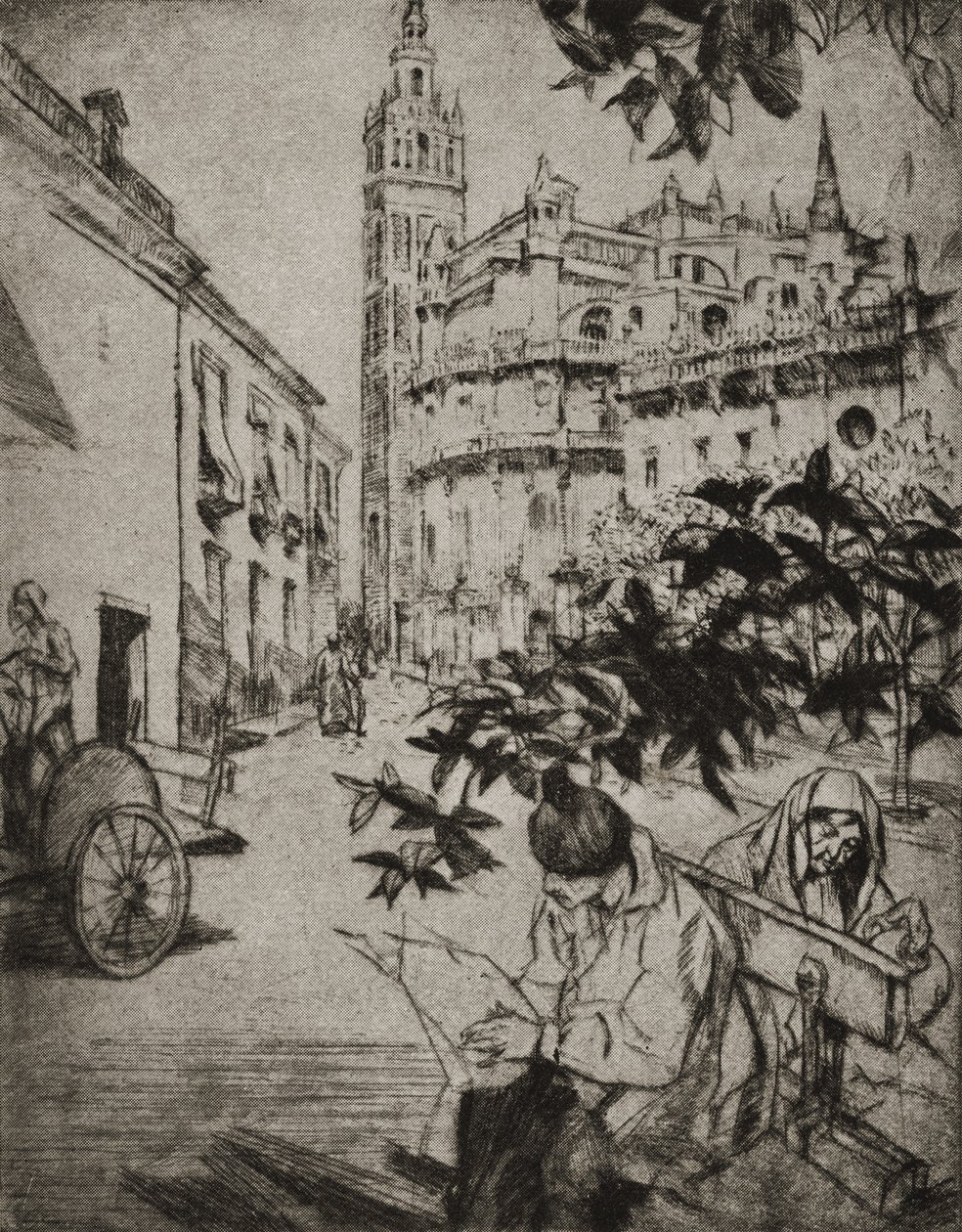 View of Seville Cathedral by English School