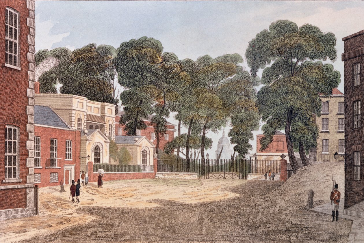 View of Whitehall Yard, illustration from R. Ackermann