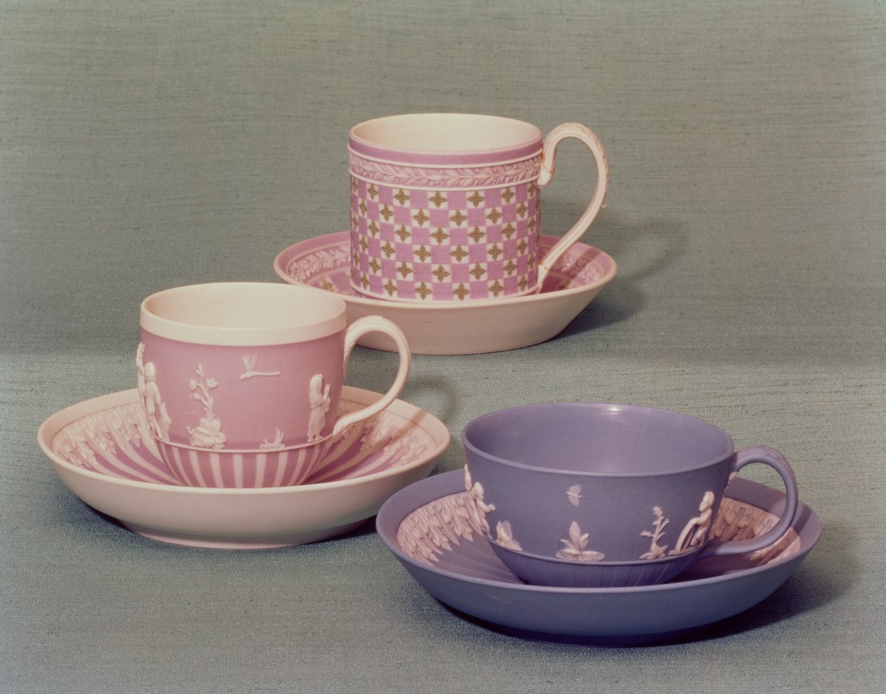 Wedgwood cups and saucers, 1785-90 by English School