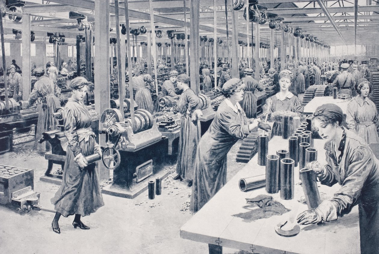 Women Working in a Munitions Factory in 1915 by English School