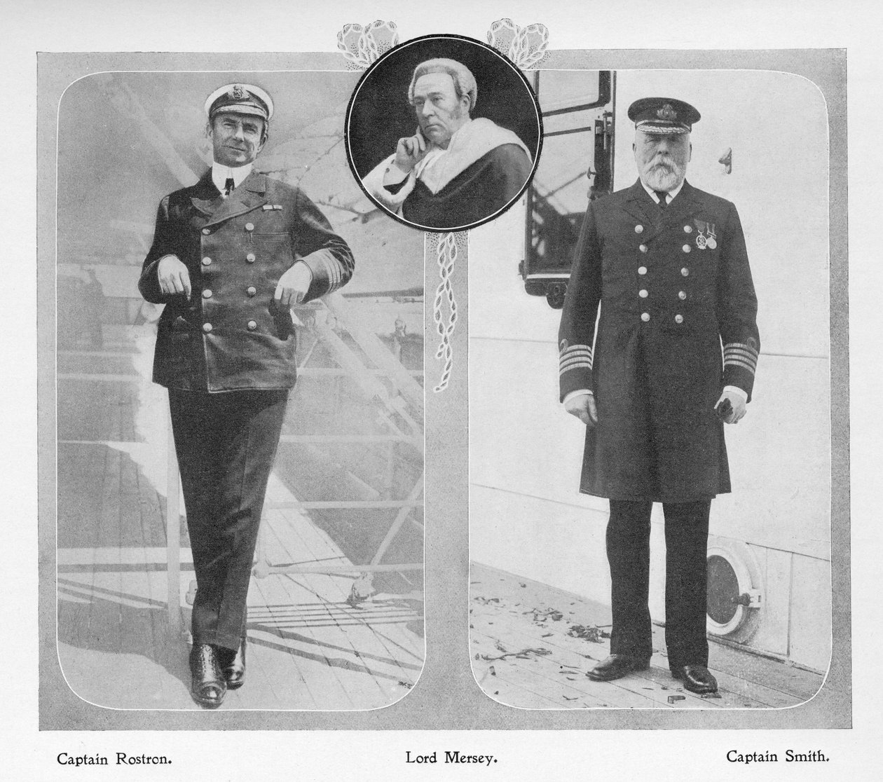 Arthur Henry Rostron, Captain of RMS Carpathia, Lord Mersey, and Edward John Smith, Captain of the Titanic by English Photographer