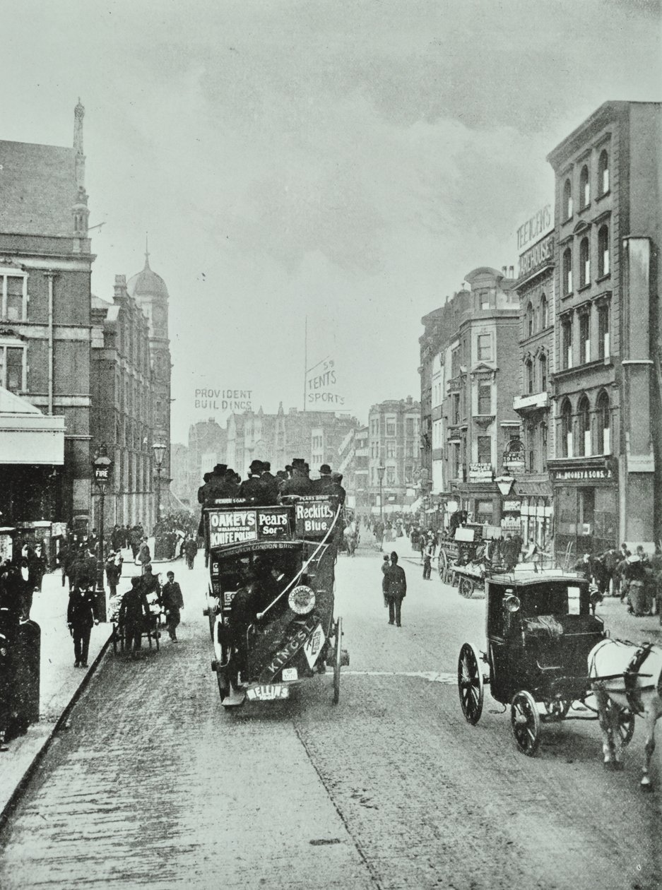 Bishopsgate: north from Liverpool Street, London, 1890 by English Photographer