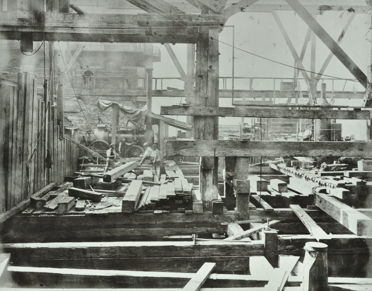 Blackfriars Bridge: Construction Work in Progress, 1869 by English Photographer