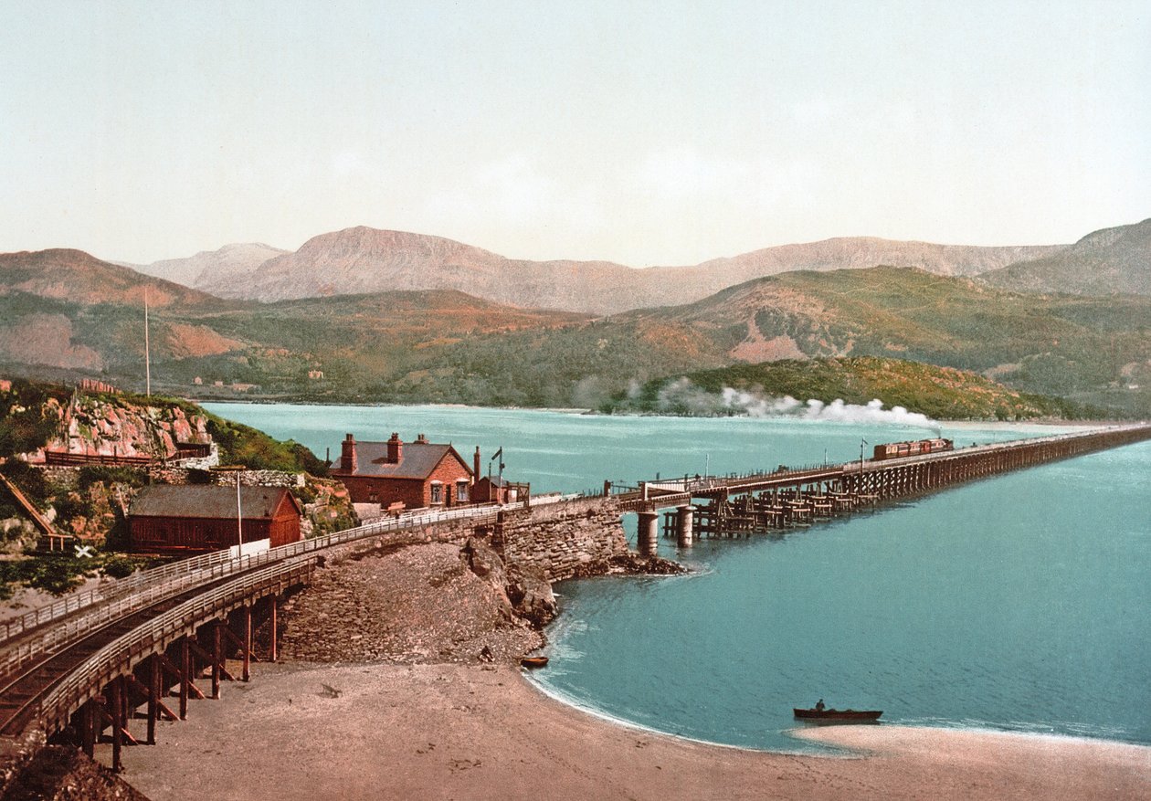 Cadair Idris and Barmouth Bridge by English Photographer