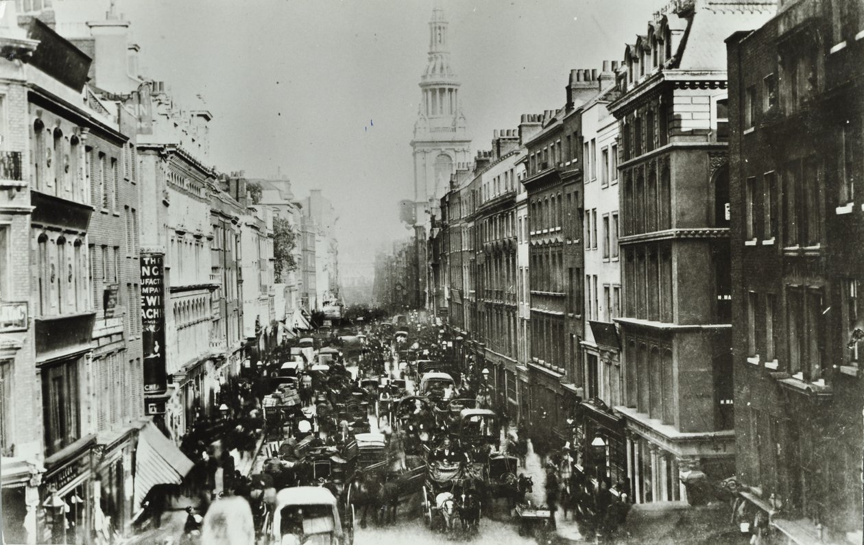 Cheapside, looking east to Bow Church, City of London, 1880 by English Photographer
