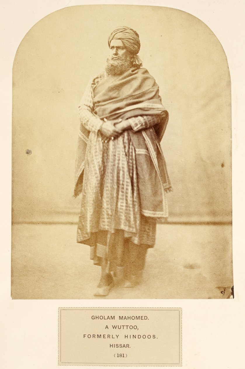 Gholam Mahomed, a Wuttoo, formerly Hindoos, Hissar, from The People of India, by J. Forbes Watson, published 1868 by English Photographer