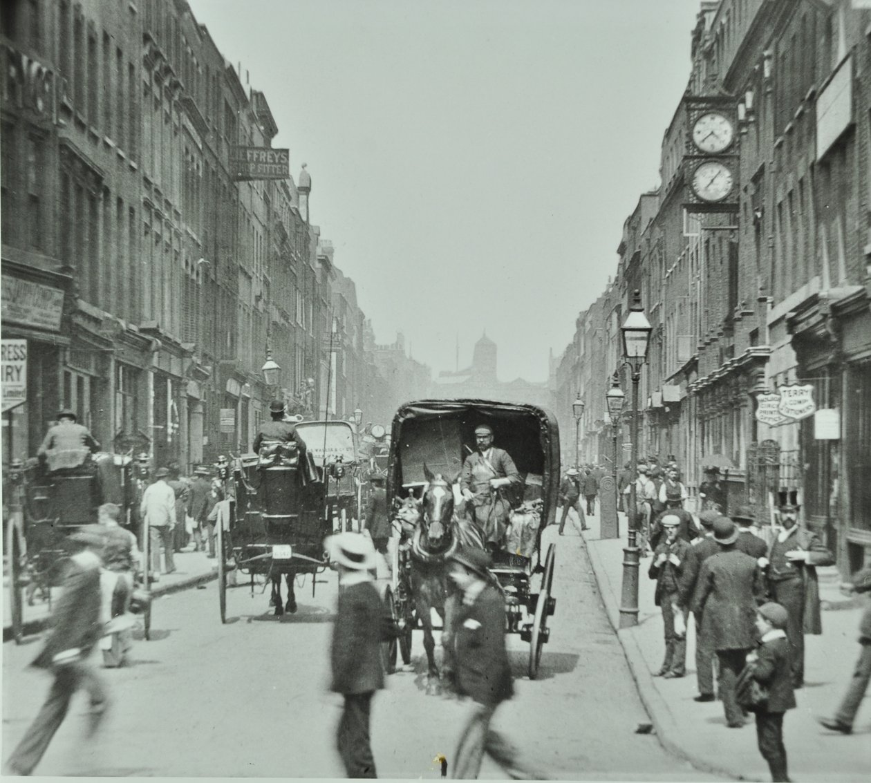 Hatton Garden: looking north from Holborn Circus, London, 1895 by English Photographer