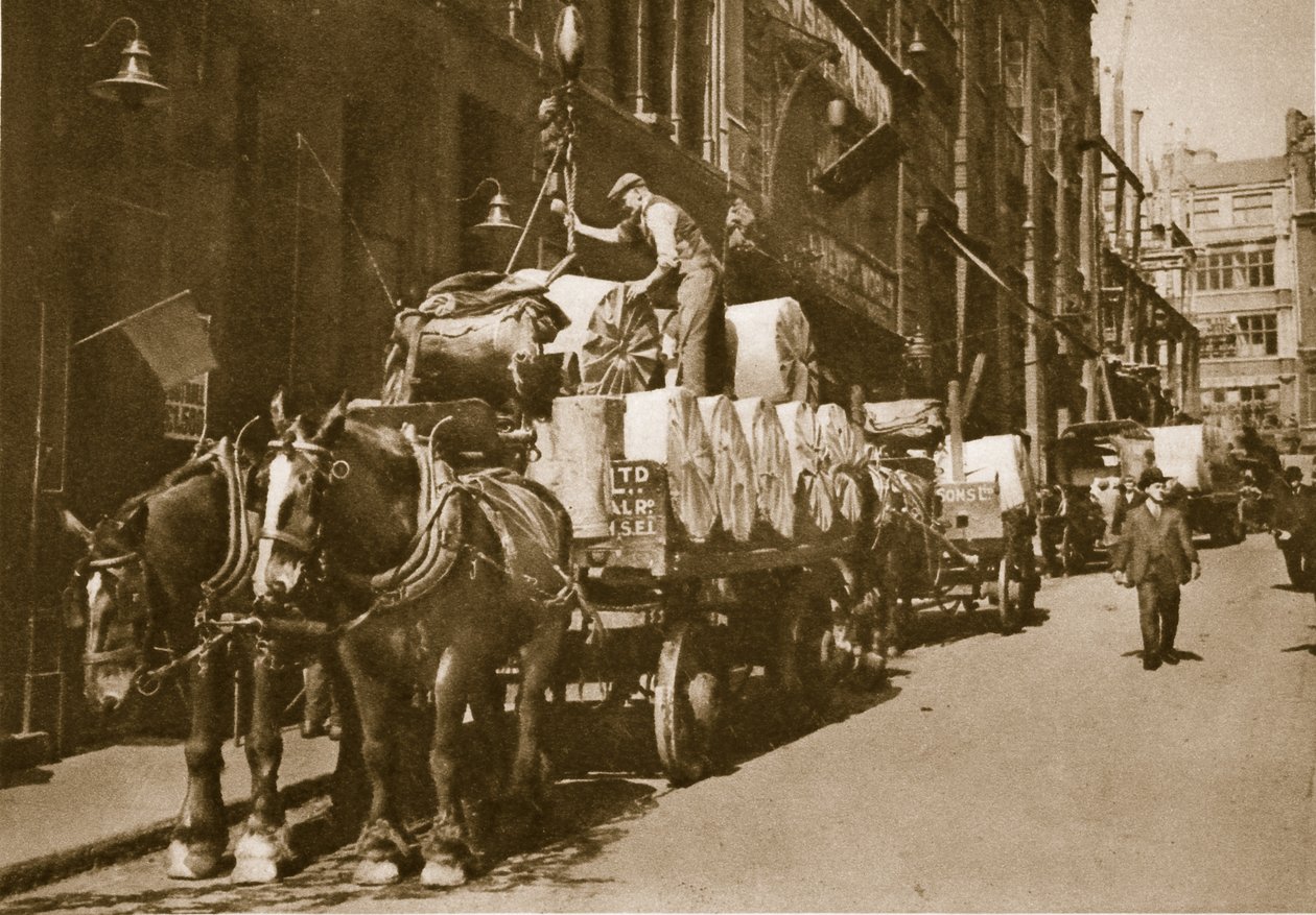 Hoisting the paper into the Newspaper office by English Photographer
