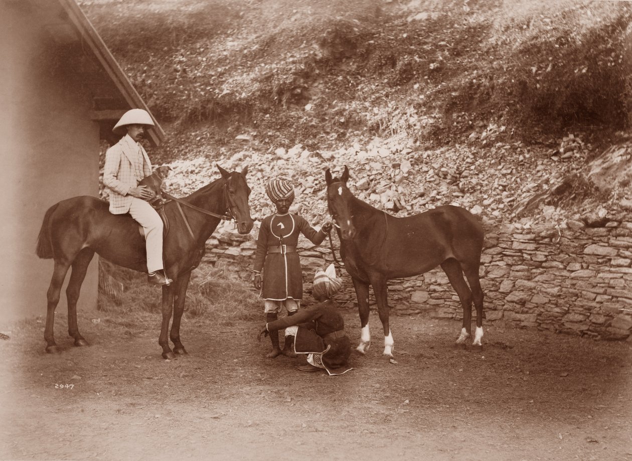Horses at Simla, Queen Mab and Gladys by English Photographer