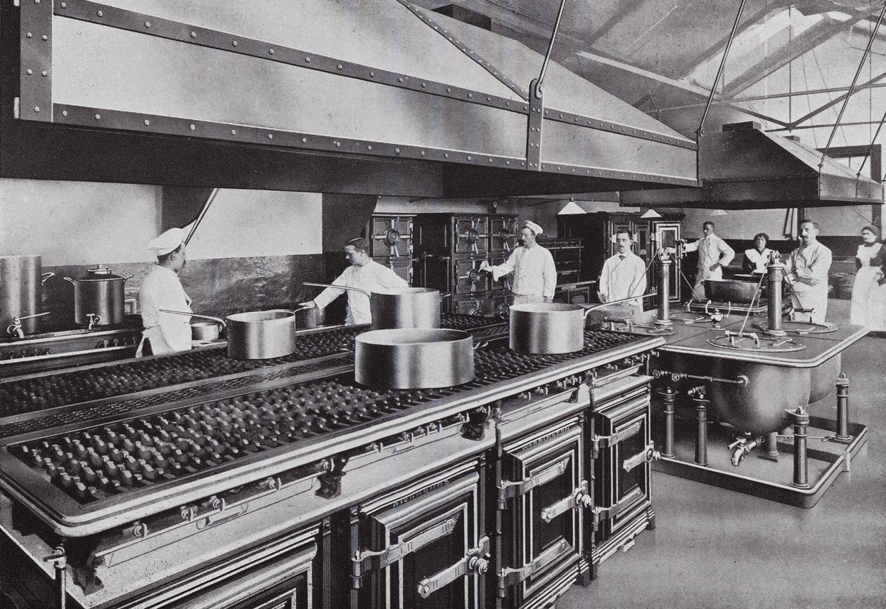 Kitchen of a Government Department, HM Office of Works, with Gas Appliances by English Photographer