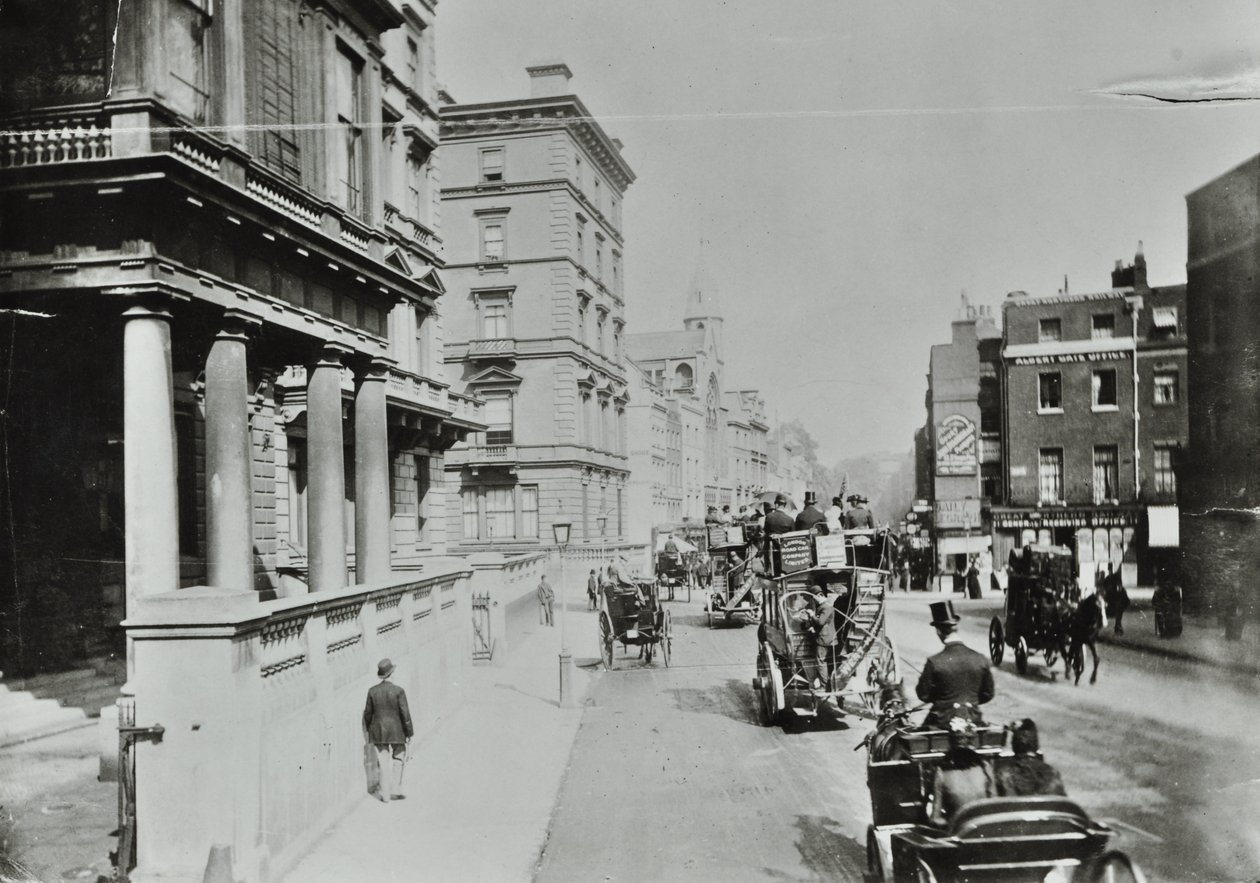 Knightsbridge, Westminster: looking east by Albert Gate, 1890 by English Photographer