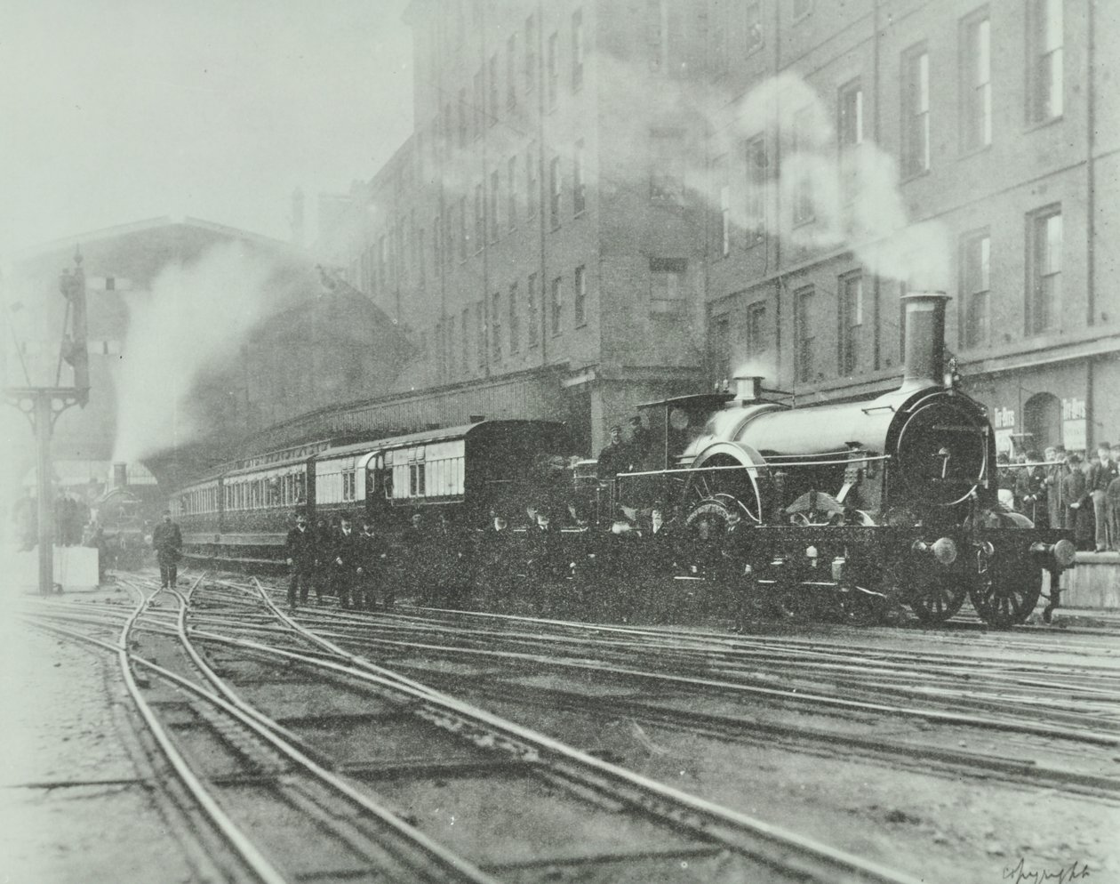 Last Broad Gauge Train Leaving Paddington Station, 1892 by English Photographer