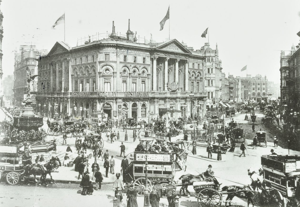 London Pavilion, Piccadilly Circus, Westminster: looking east, 1895 by English Photographer