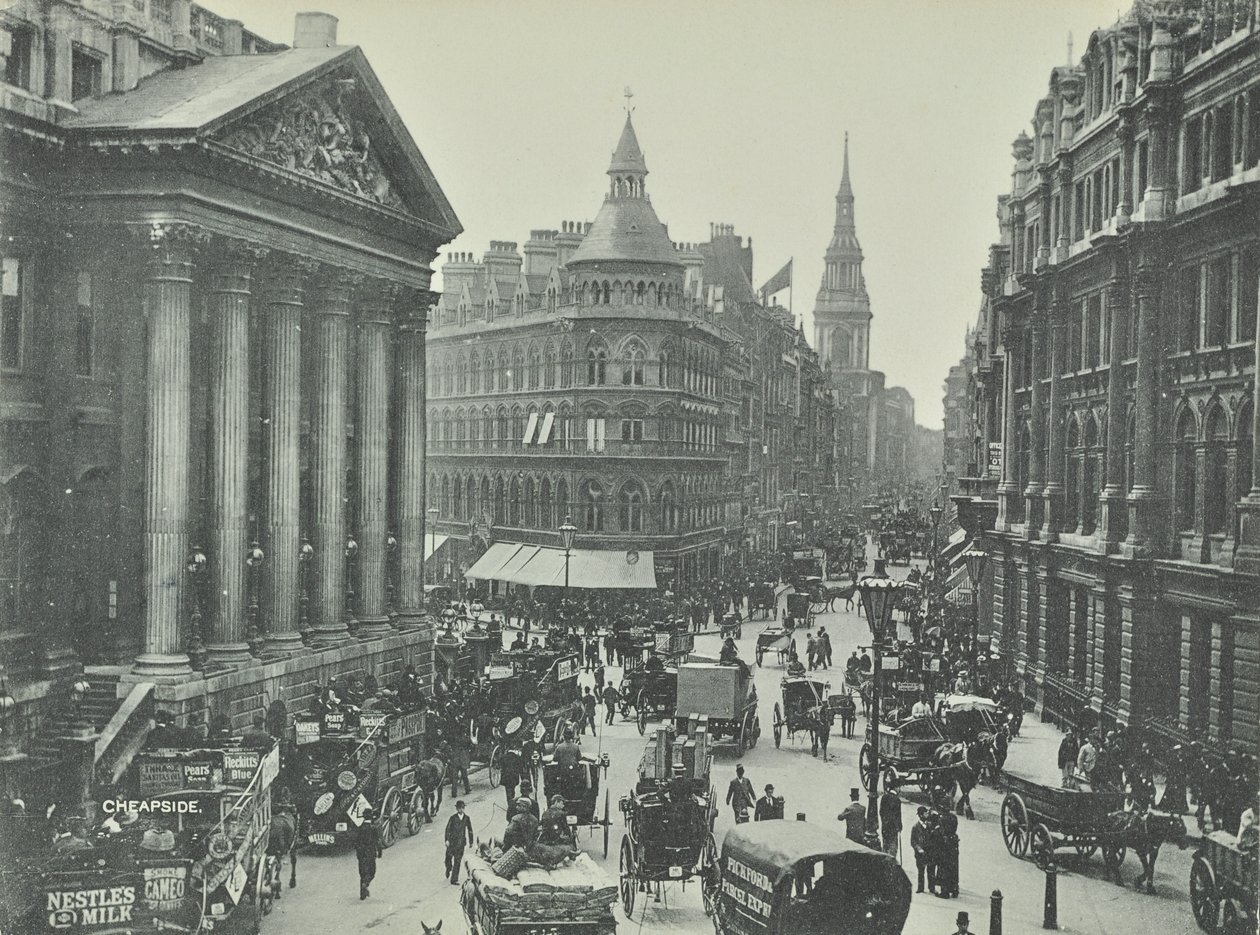Mappin and Webb, Cheapside, from Mansion House looking west, City of London, 1895 by English Photographer