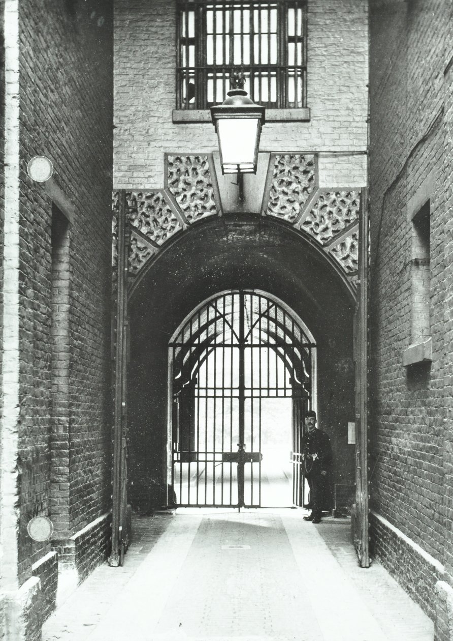 Millbank Prison: main passageway, Warden Barnard in doorway by English Photographer