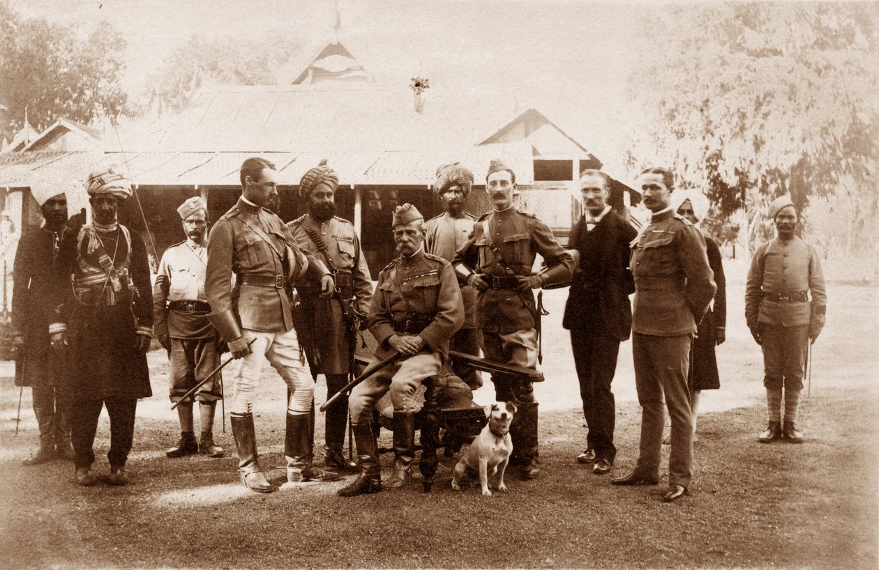 Narrain Sing, Hassan Ali, Major Hamilton D. Taylor, Ram Singh, Mohamad Khan, HSR Sir Fred, Col. P. Carew, c.1886 by English Photographer