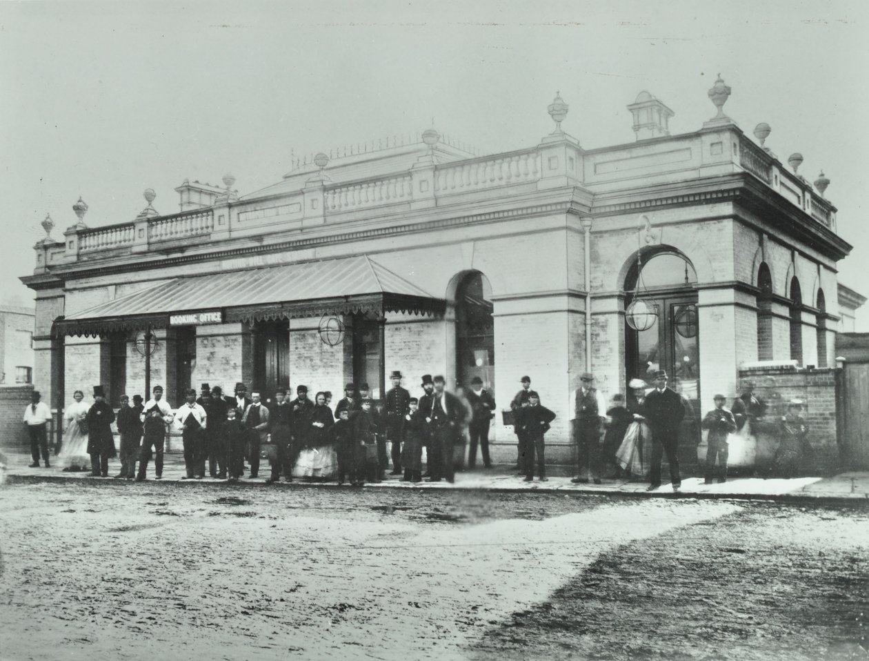Notting Hill Gate Station: Exterior of the Metropolitan Railway, 1868 by English Photographer