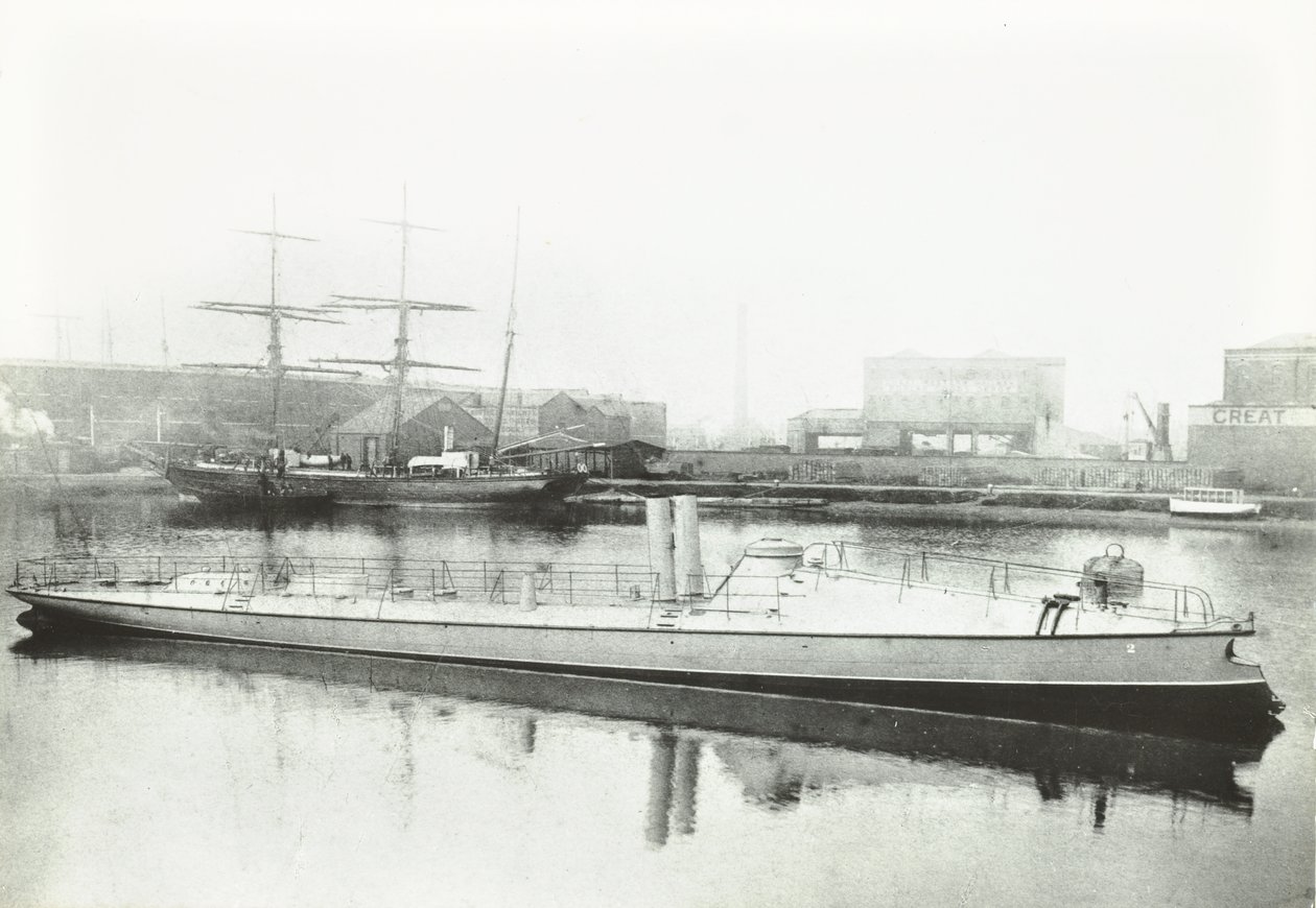 One of the Three Torpedo Boats Built for the Portuguese Government, London, 1881 by English Photographer