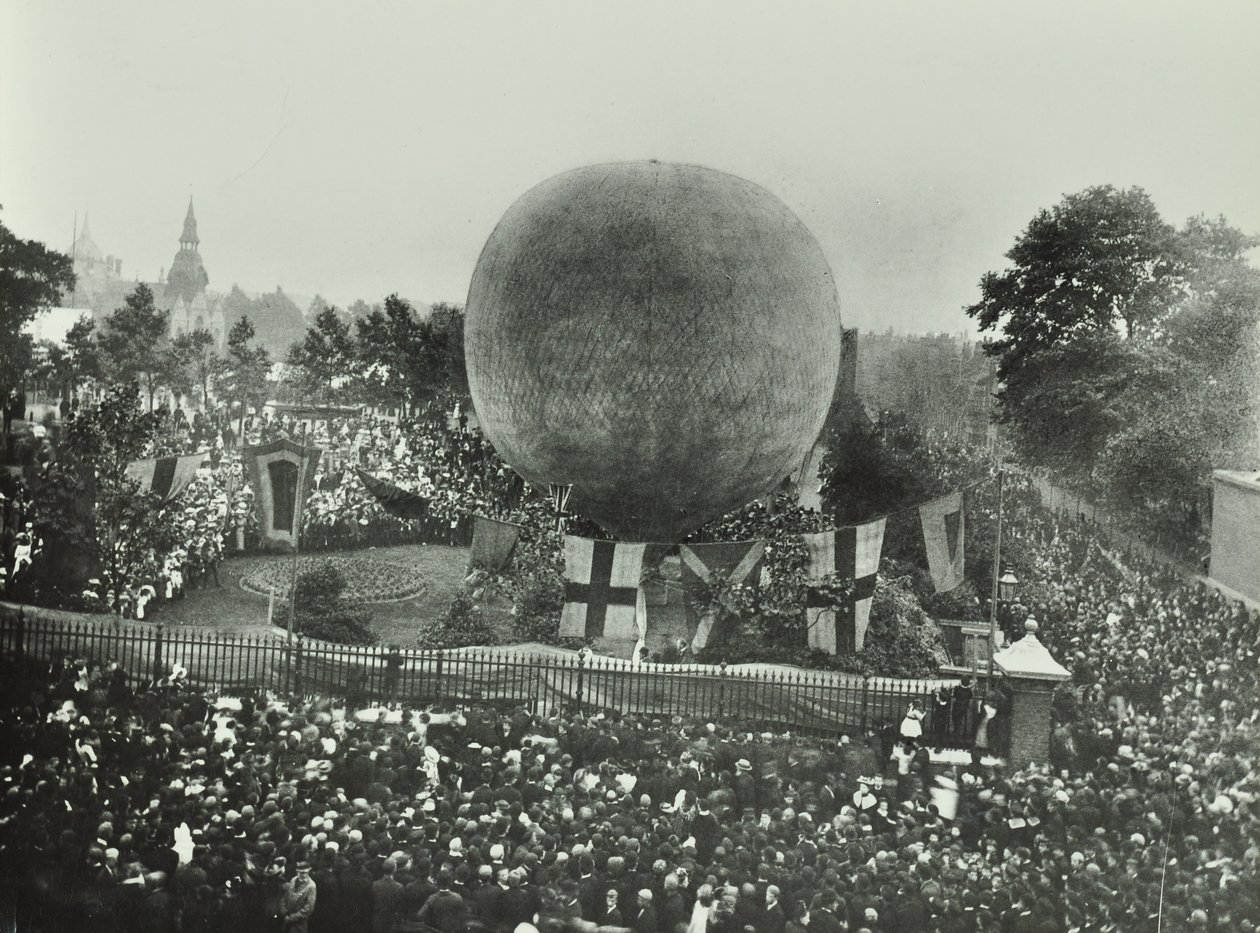 Poplar Recreation Ground: Crowds Watch a Hot Air Balloon, 1892 by English Photographer