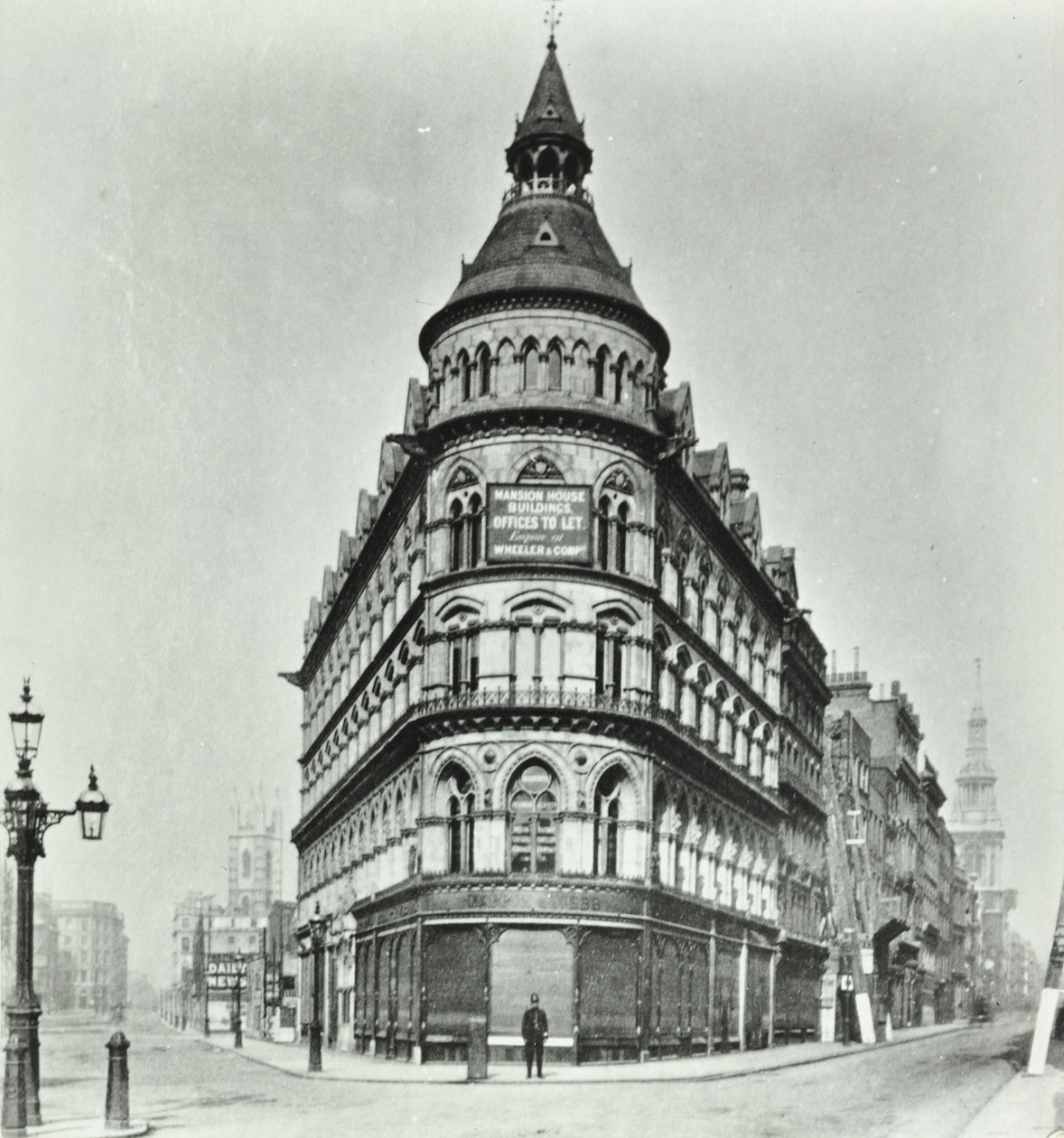 Queen Victoria Street, Mansion House Street corner of Poultry and Queen Victoria Street, London, 1880 by English Photographer