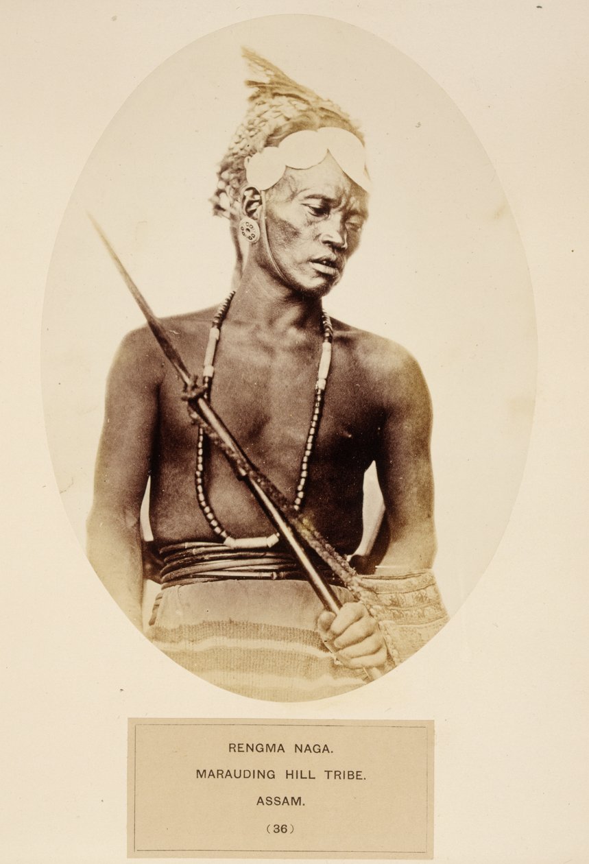 Rengma Naga, Marauding Hill Tribe, Assam, from The People of India, by J. Forbes Watson, published 1868 by English Photographer