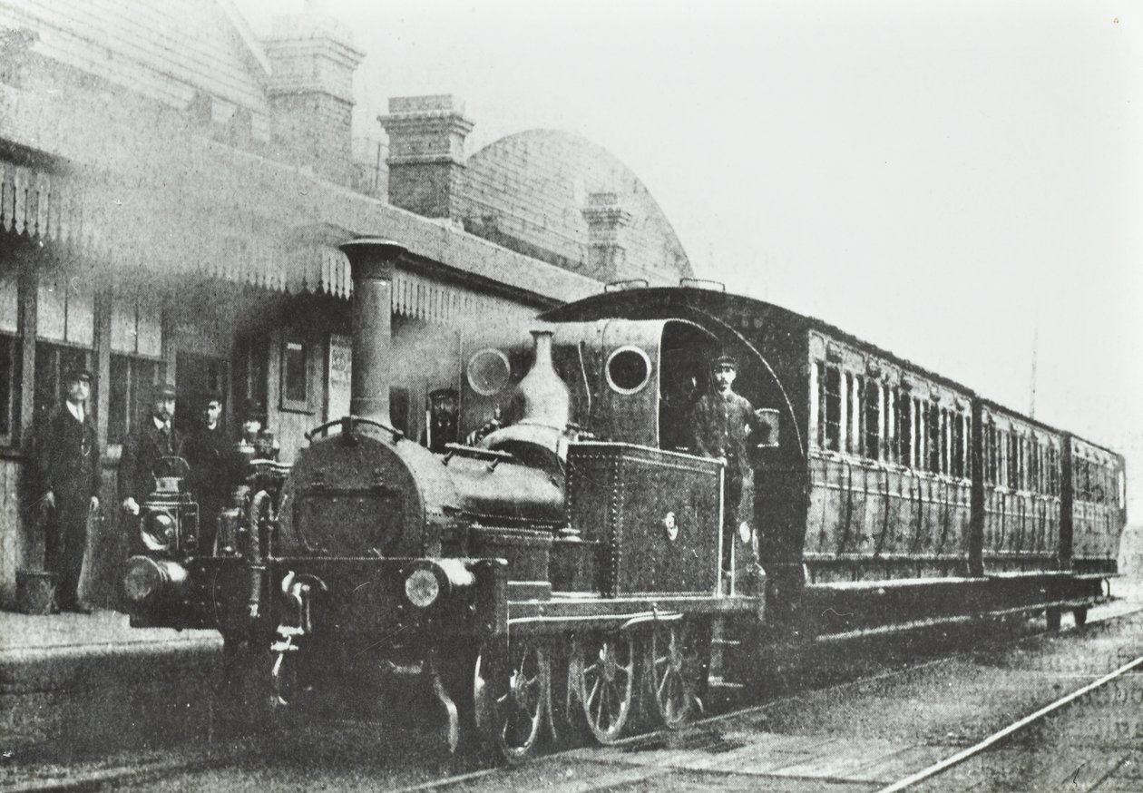 South Dock Station: a four wheel coupled tank locomotive at the station by English Photographer
