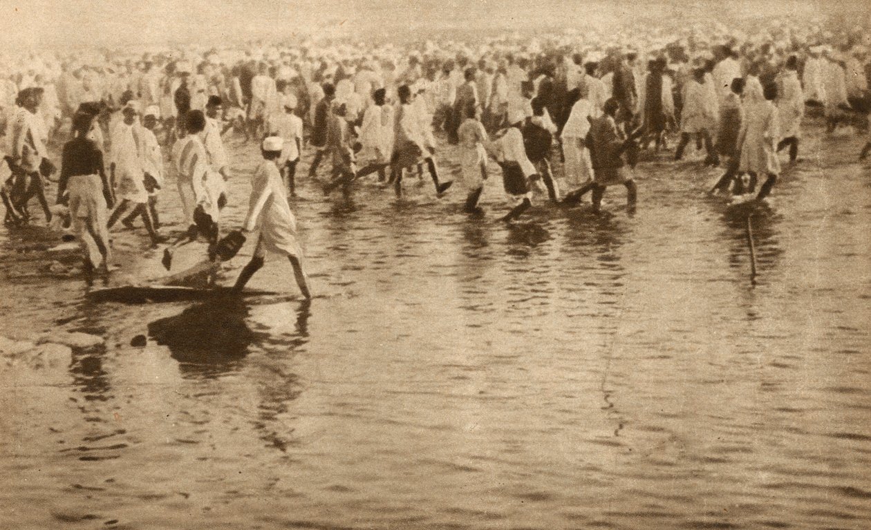 Supporters of Mahatma Gandhi protesting against the British salt tax in India by English Photographer