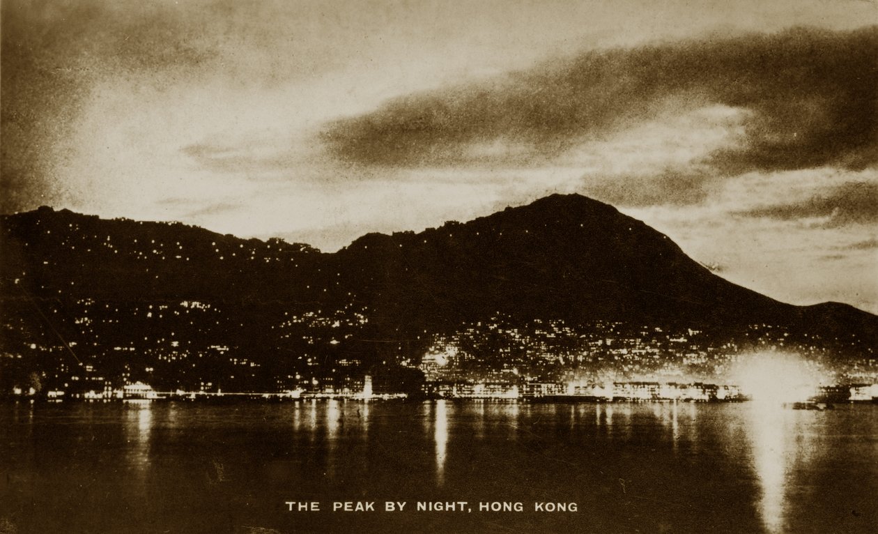 The Peak at night, Hong Kong, from an album of photographs relating to the service of Pte H. Chick, 1940 by English Photographer