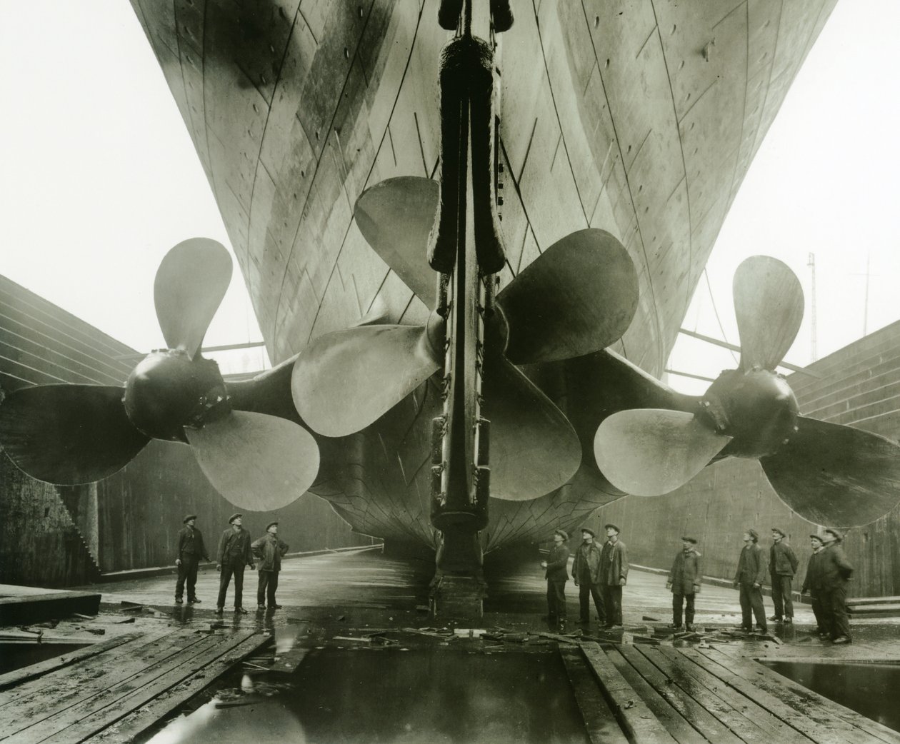 The Titanics propellers in the Thompson Graving Dock of Harland and Wolff, Belfast, Ireland, 1910-11 by English Photographer