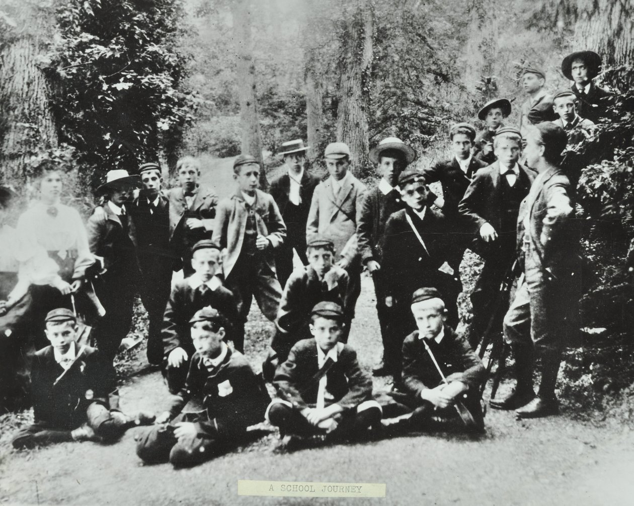 The first London School Board school journey. Children from Bell Road Higher Grade School, Peckham visit a colliery in the Forest of Dean by English Photographer
