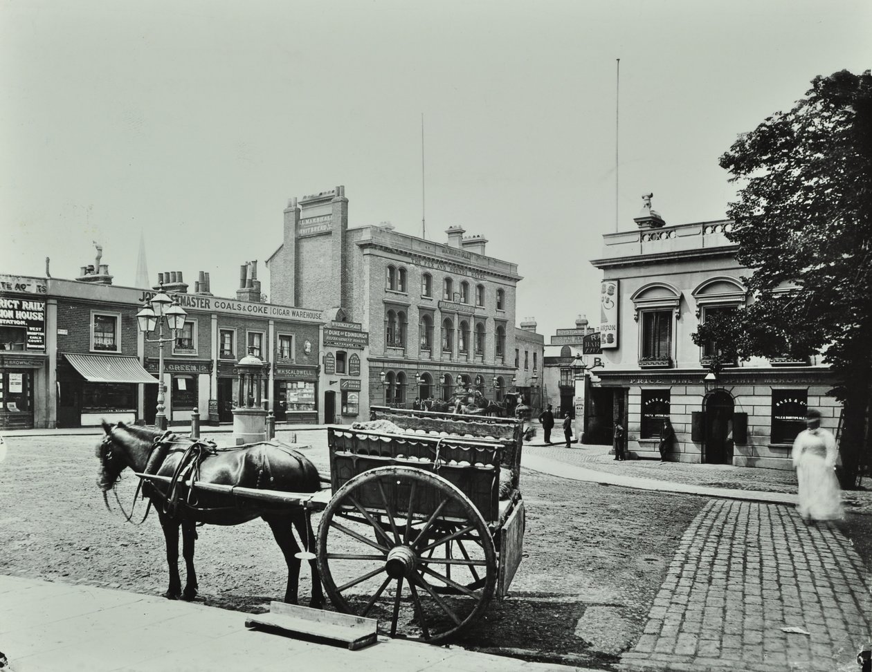 Upper Richmond Road: west from Putney High Street, showing horse drawn vehicle in foreground, 1880 by English Photographer