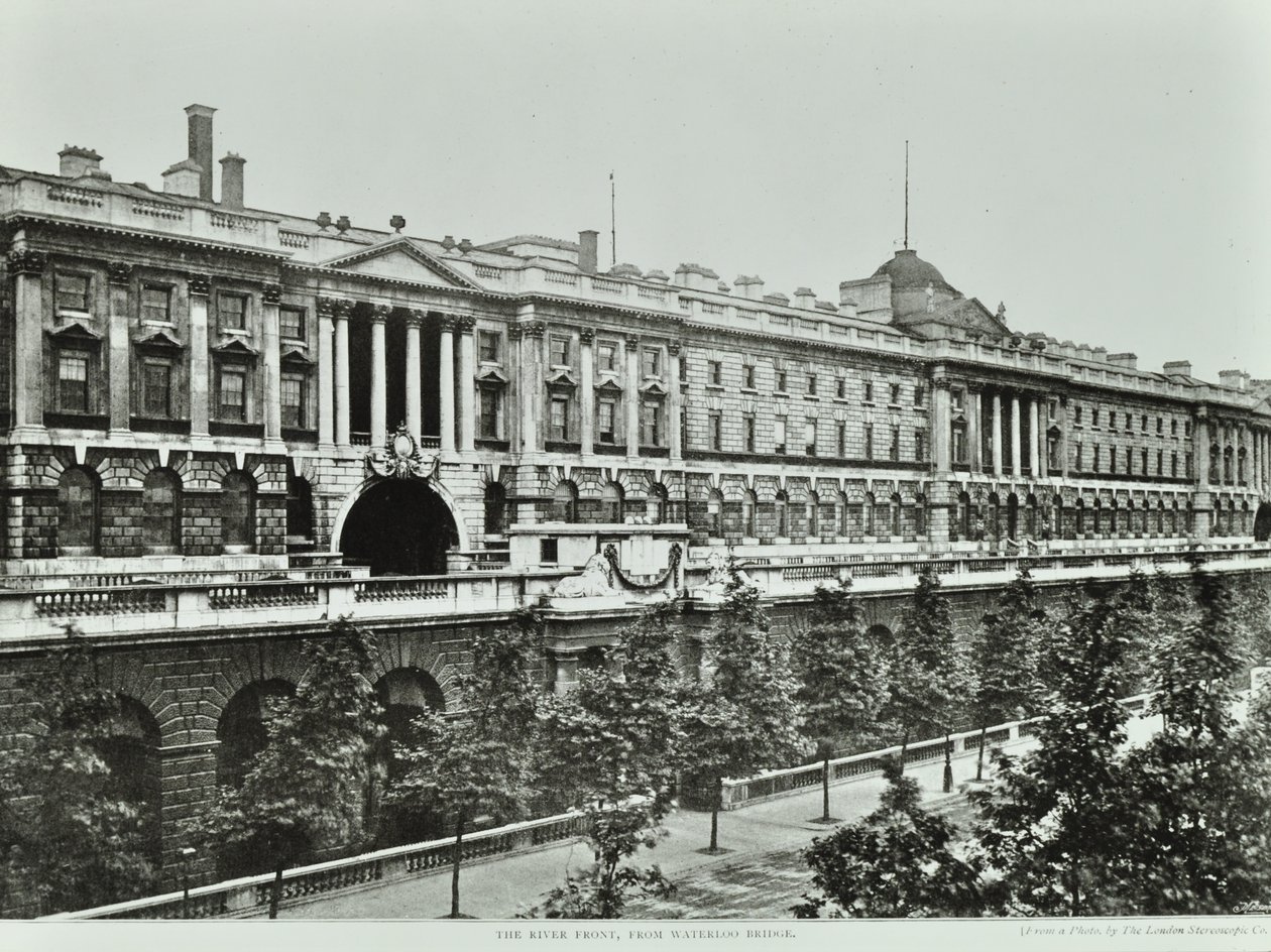 Victoria Embankment, Westminster: Somerset House, elevation to Victoria Embankment, 1896 by English Photographer