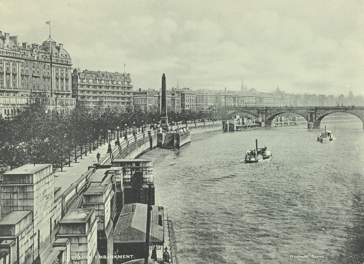 Waterloo Bridge, Victoria Embankment, Westminster: looking north from Hungerford Bridge, 1895 by English Photographer
