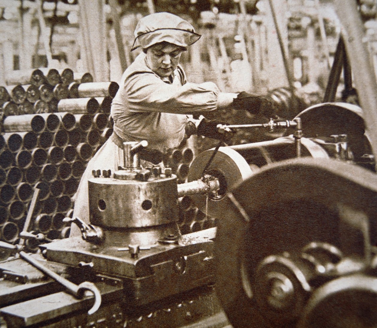 Woman Worker in a Munitions Factory in Britain During WWI by English Photographer