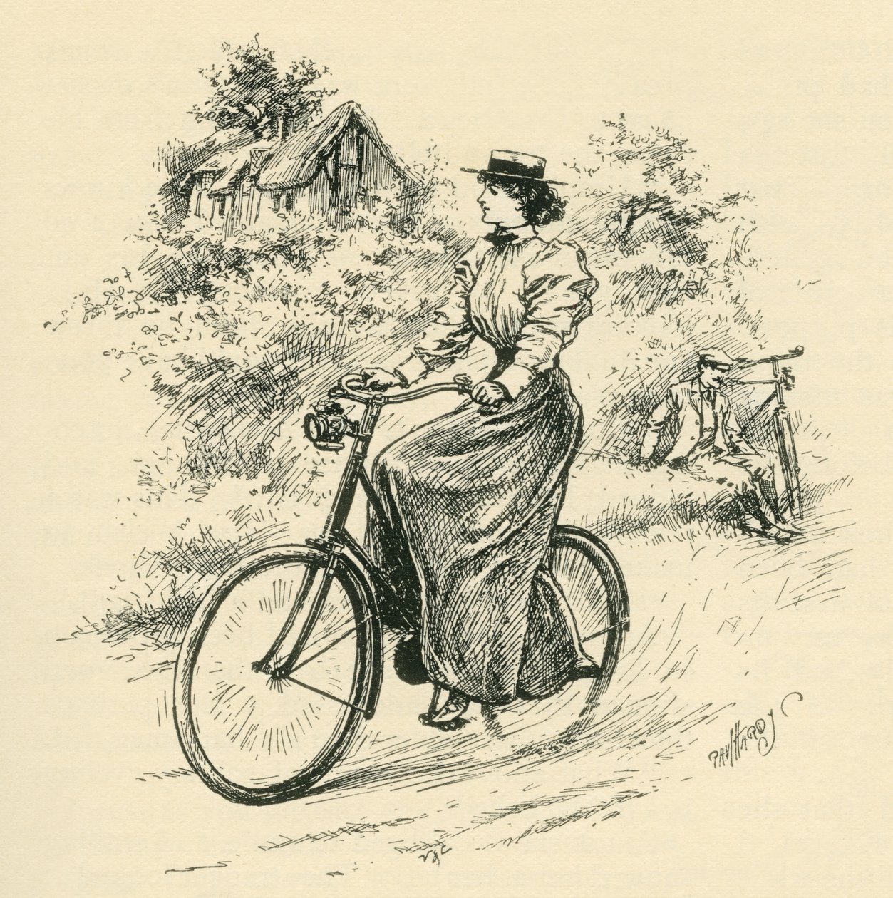 A 19th Century Female Cyclist. From The Strand Magazine Published 1897. by English School