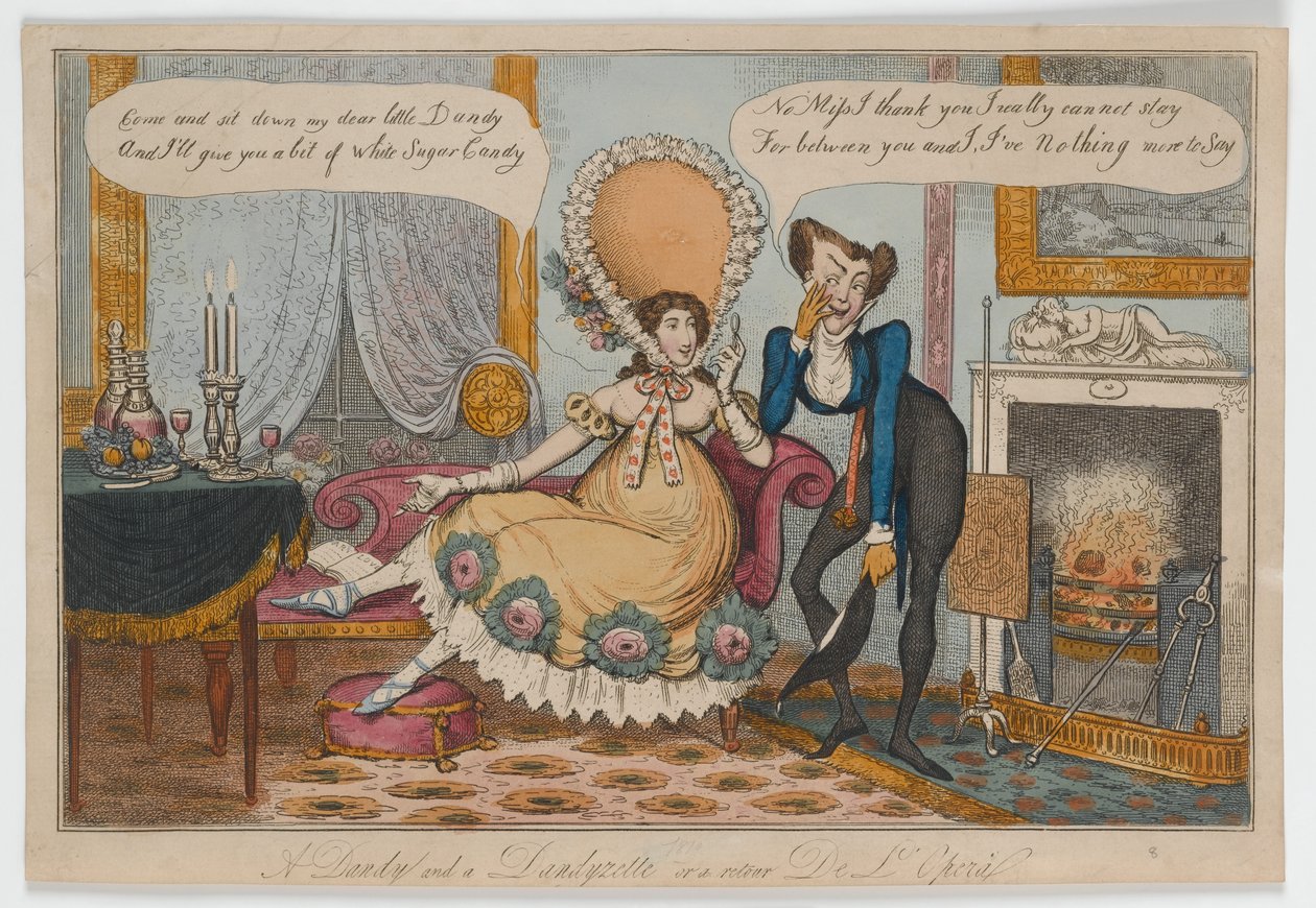 A Dandy and a Dandyzette or a retour De LOpera, c.1820 by English School