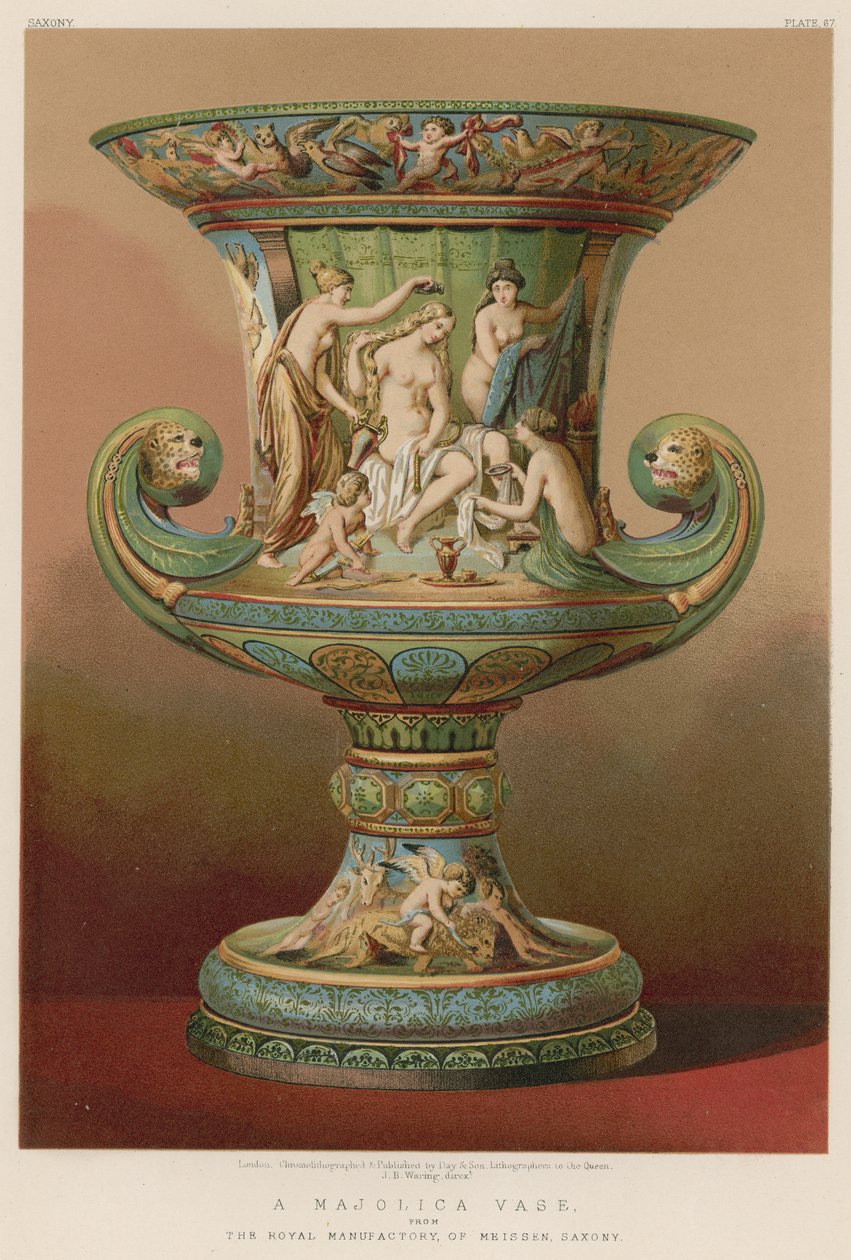 A Majolica Vase from The Royal Manufactory, of Meissen, Saxony by English School