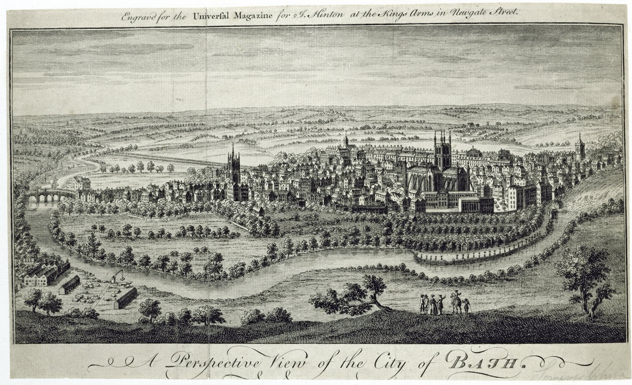 A Perspective View of the City of Bath, engraved for the Universal Magazine, c.1750 by English School