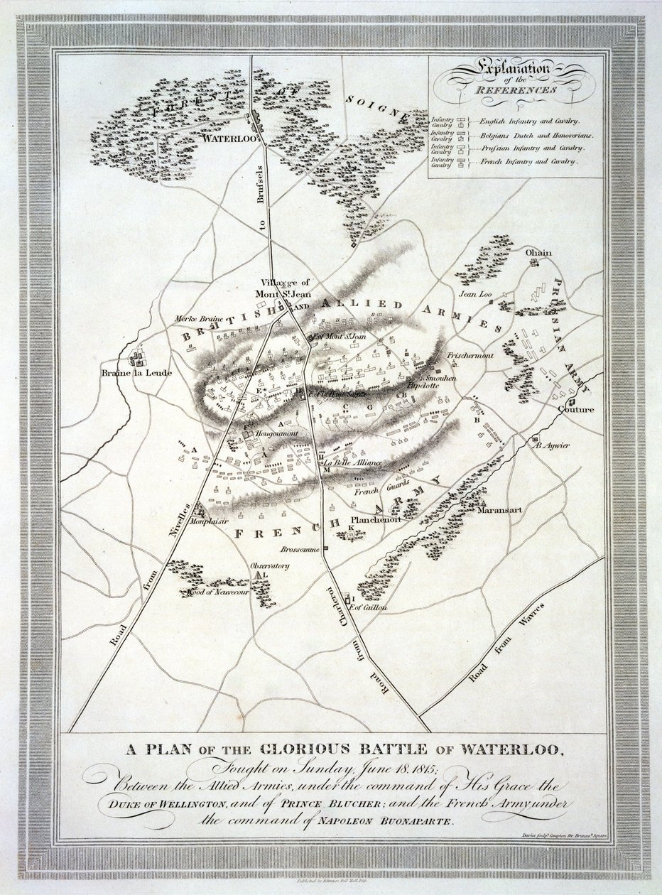 A Plan of the Glorious Battle of Waterloo by English School