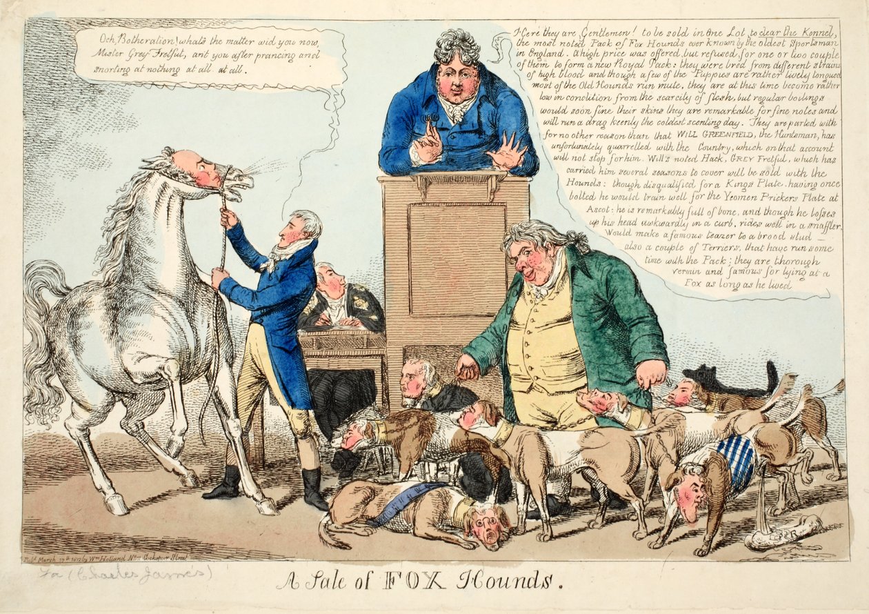 A Sale of Fox Hounds by English School
