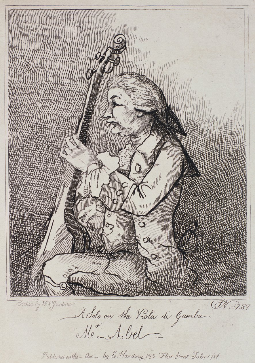 A Solo on the Viola da Gamba, Carl Friedrich Abel (1723-87) Engraved by William Nelson Gardiner (1766-1814) 1787 by English School