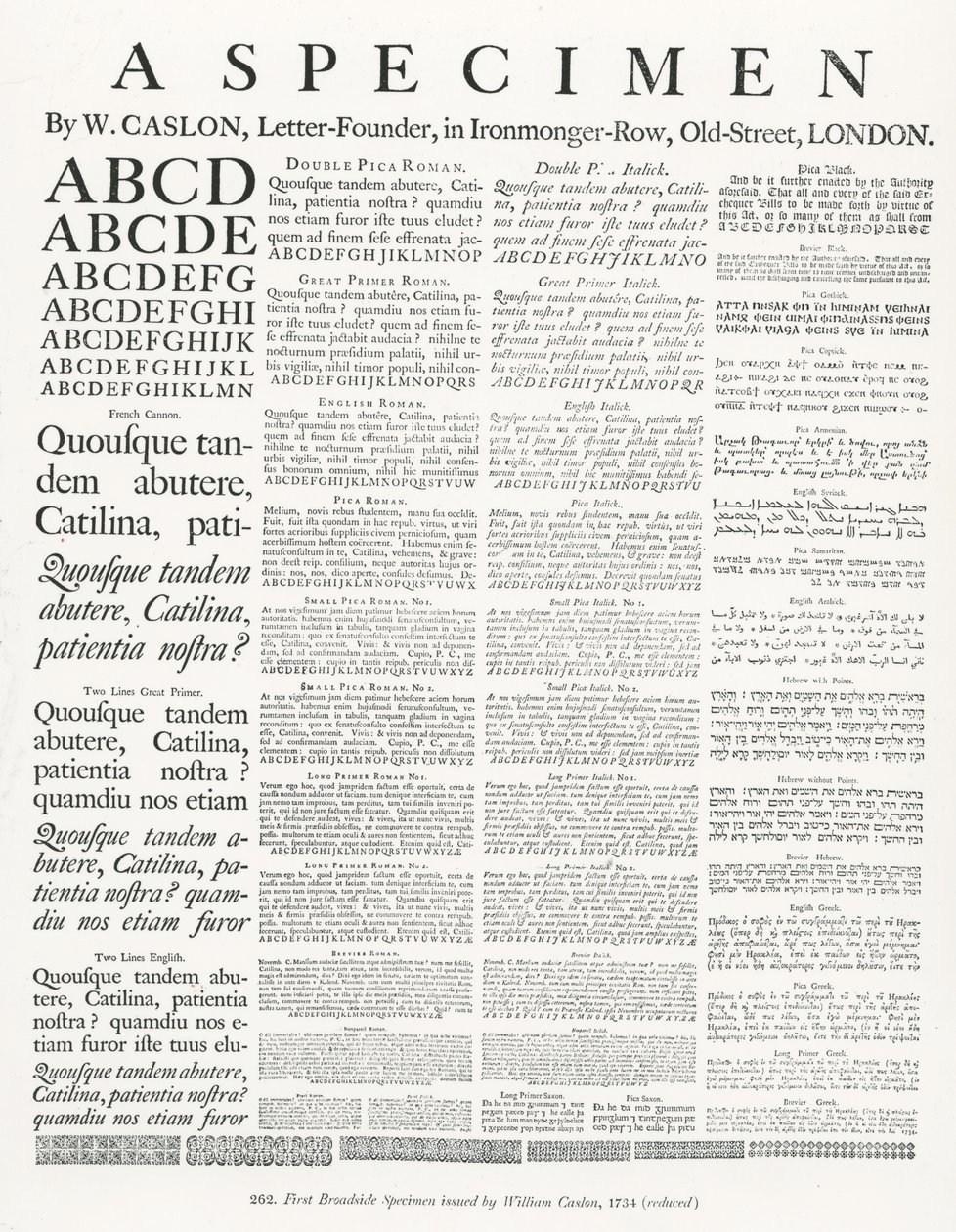 A Specimen by W.Caslon by English School