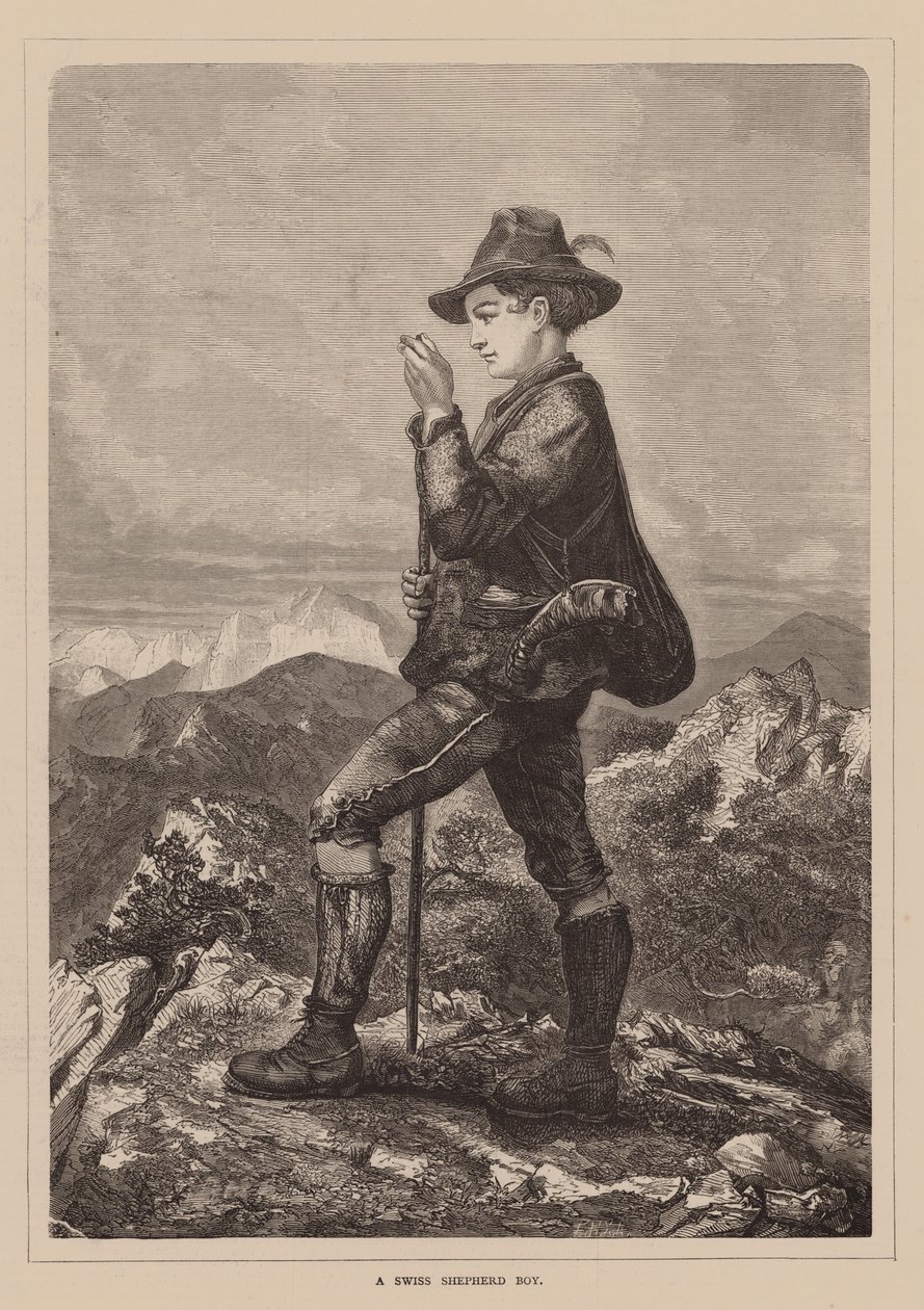 A Swiss Shepherd Boy by English School