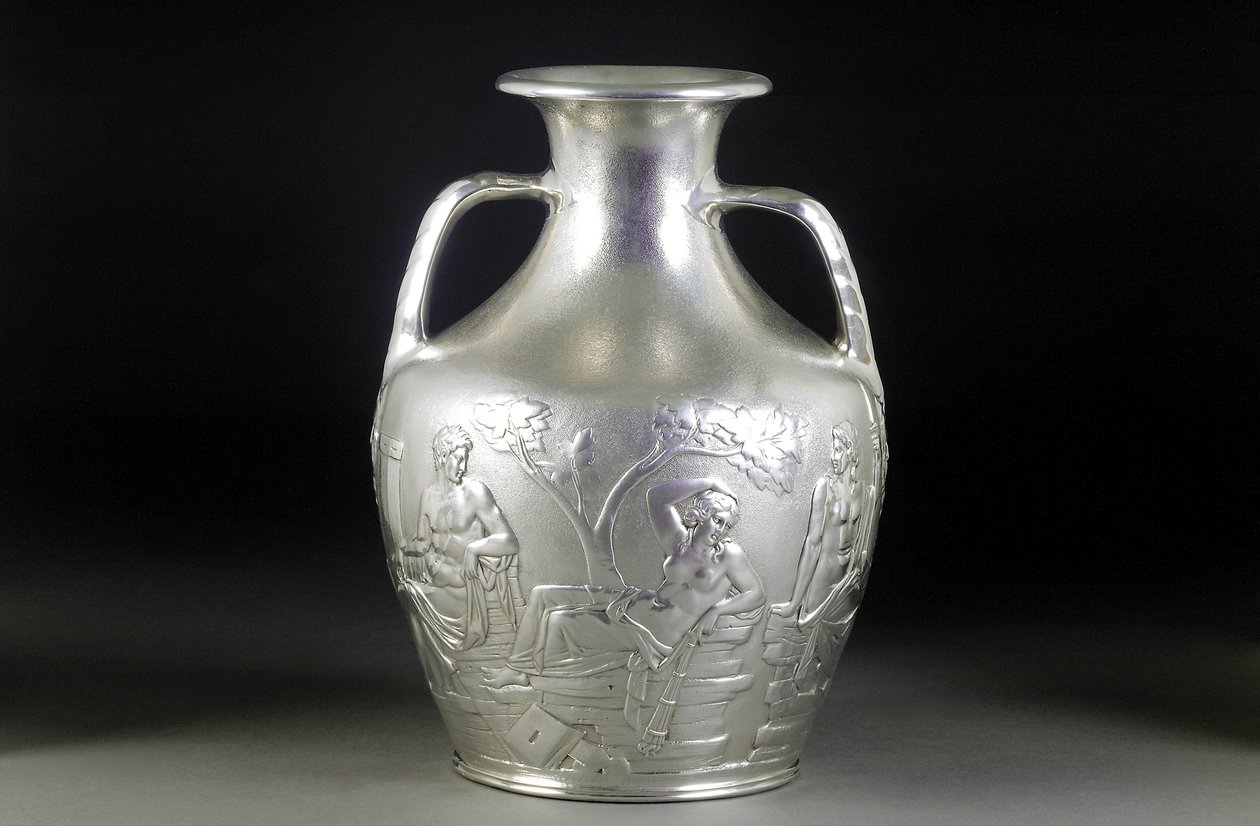 A Victorian silver replica of the Portland Vase, 1844 by English School