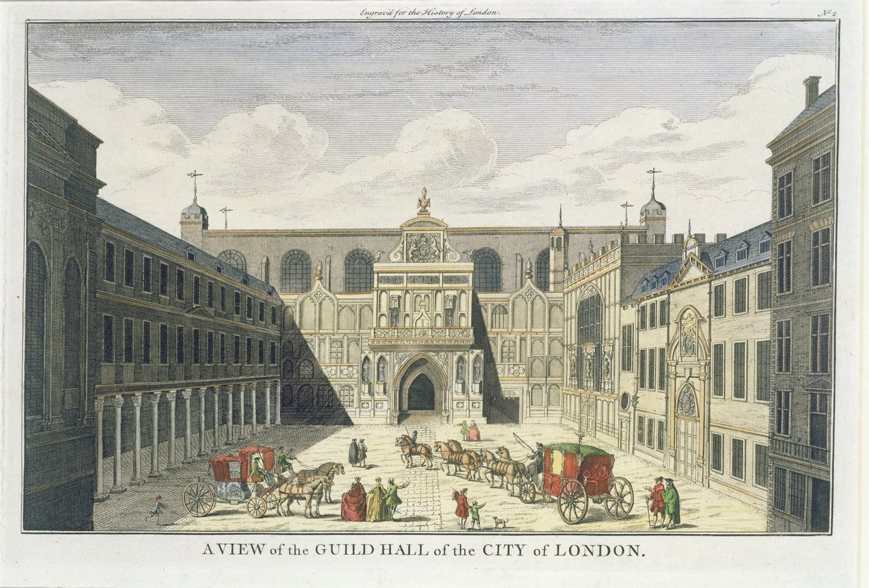 A View of the Guild Hall of the City of London, from The History of London, late 18th century by English School