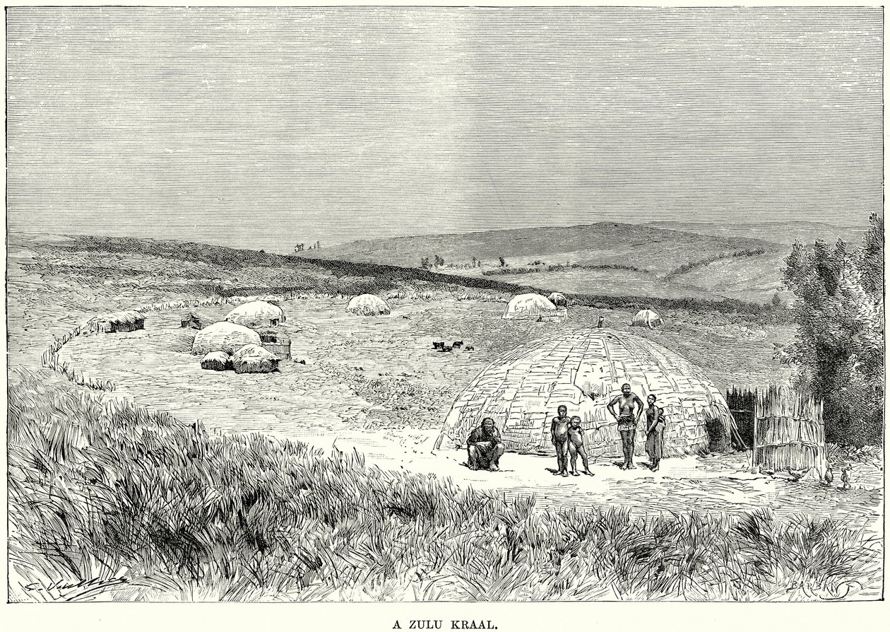 A Zulu Kraal by English School