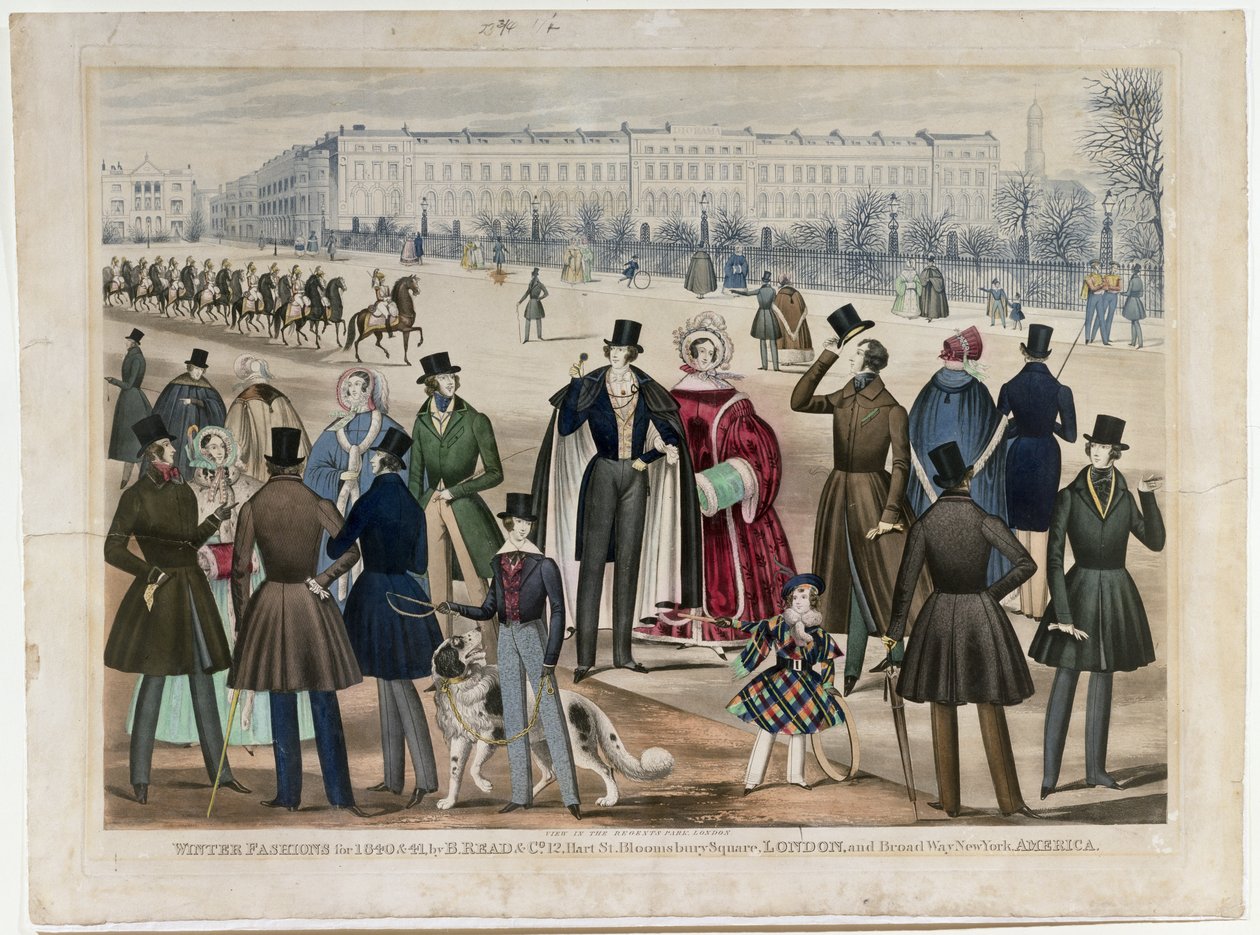 A View in Regents Park, London, Showing Winter Fashions in 1840 and 1841, Published by B. Read & Co, 1840 by English School