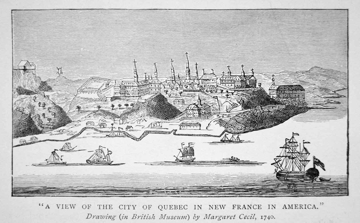A View of the City of Quebec in New France in America by English School