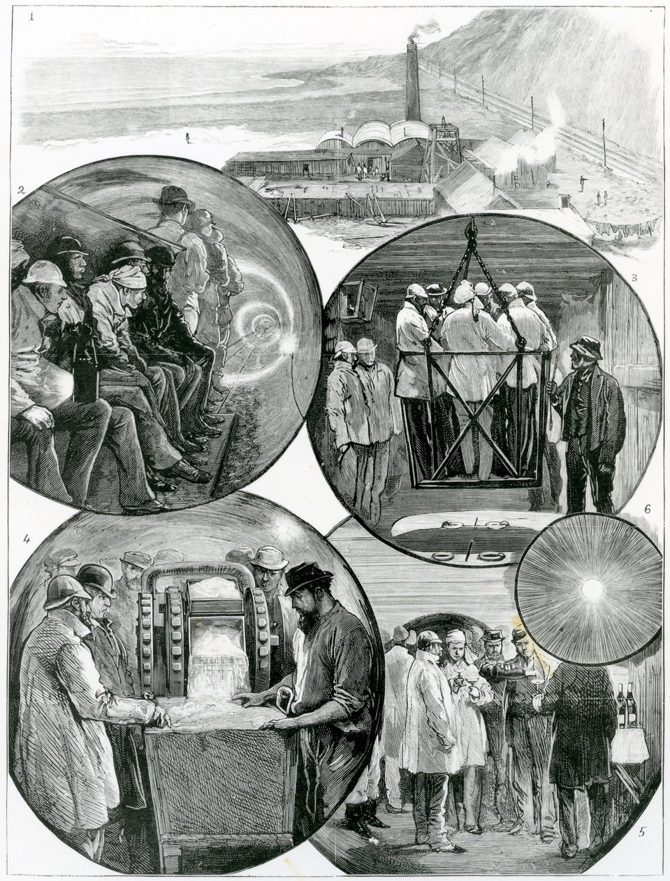 A Visit to the Channel Tunnel, Illustration from The Graphic 4th March, 1882 by English School